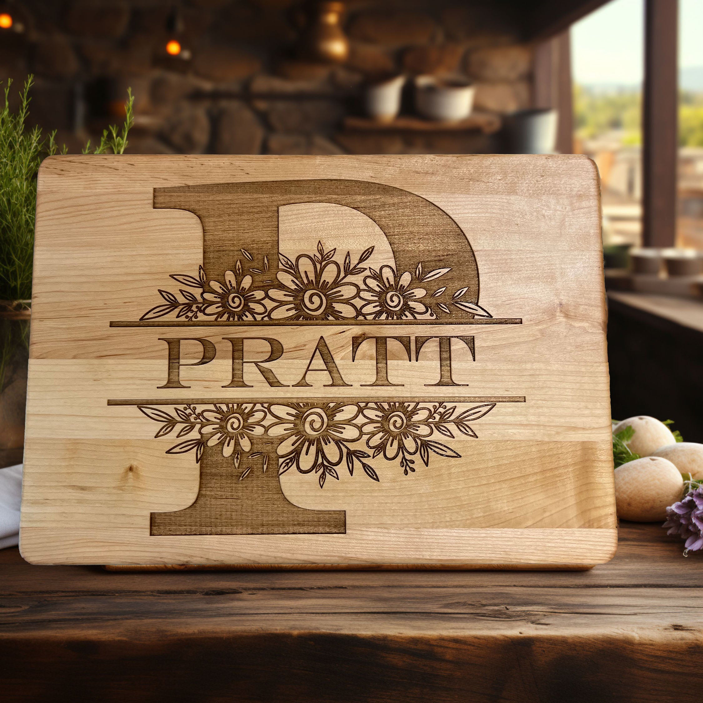 Laser Engraved Personalized Cutting Board buy Monogram